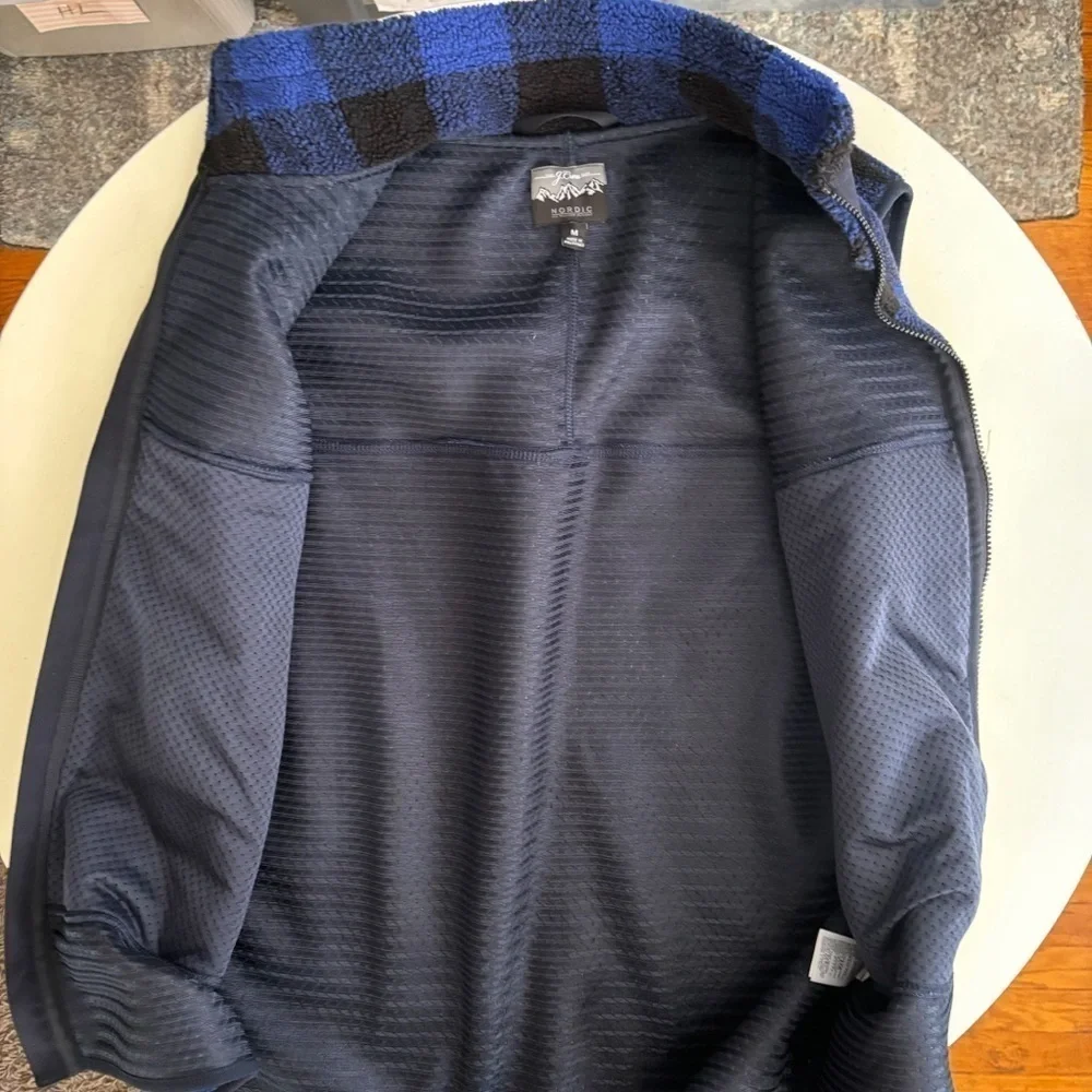 J. Crew Men’s Nordic Sherpa Fleece Vest Check Buffalo Plaid Size Medium